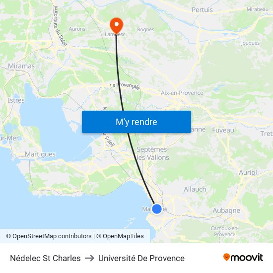 Nédelec St Charles to Université De Provence map