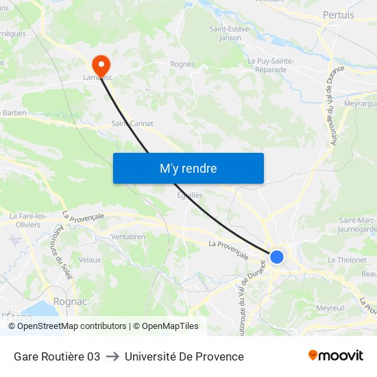 Gare Routière 03 to Université De Provence map