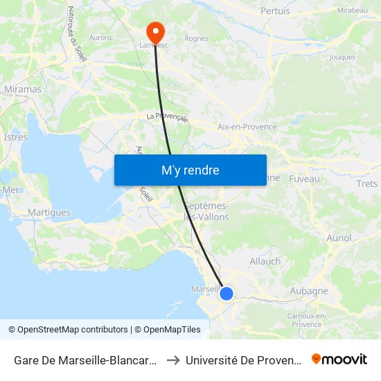 Gare De Marseille-Blancarde to Université De Provence map