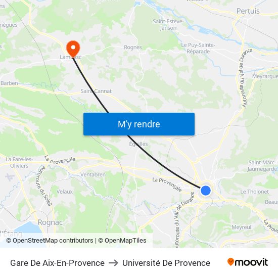 Gare De Aix-En-Provence to Université De Provence map