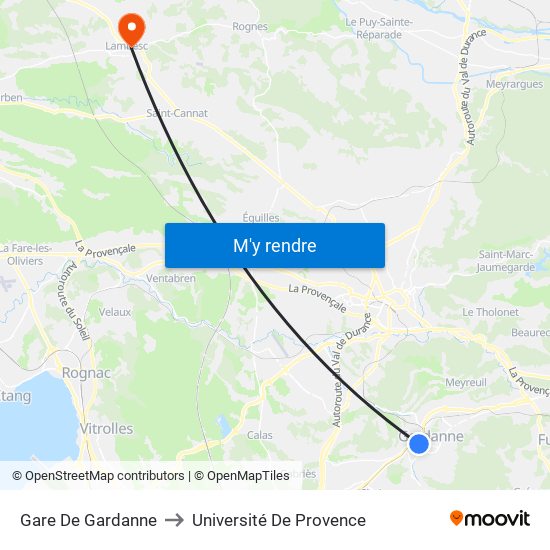 Gare De Gardanne to Université De Provence map