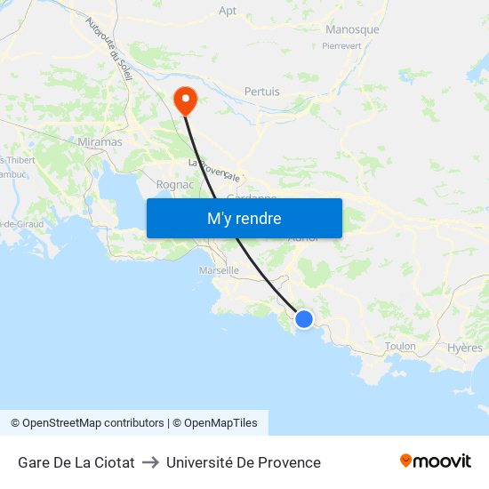 Gare De La Ciotat to Université De Provence map