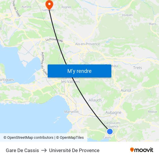 Gare De Cassis to Université De Provence map