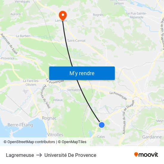 Lagremeuse to Université De Provence map