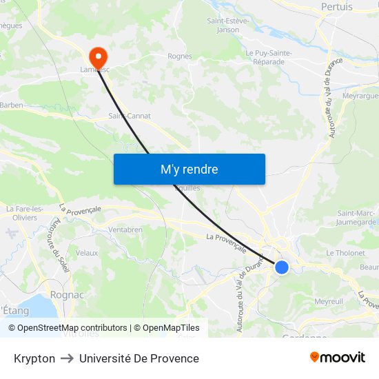 Krypton to Université De Provence map
