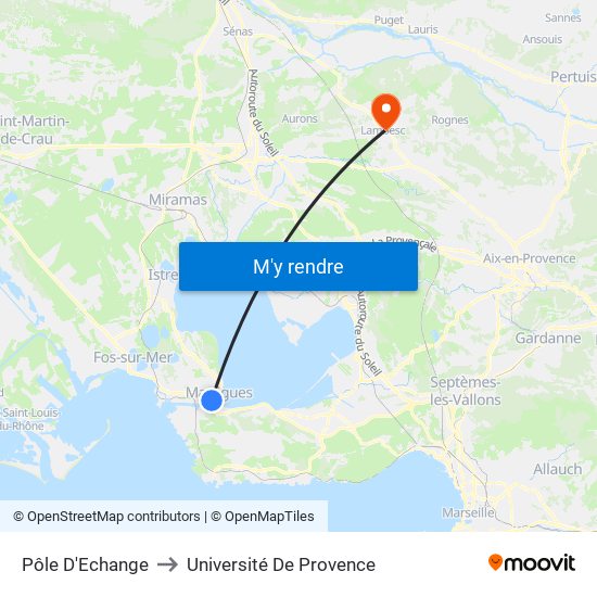 Pôle D'Echange to Université De Provence map