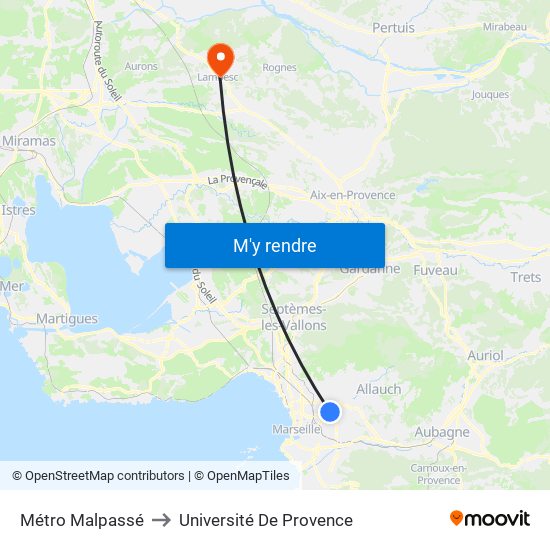 Métro Malpassé to Université De Provence map