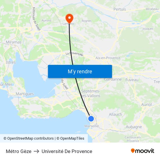 Métro Gèze to Université De Provence map