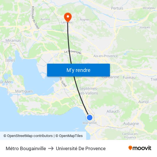 Métro Bougainville to Université De Provence map