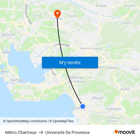 Métro Chartreux to Université De Provence map