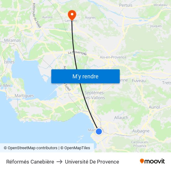 Réformés Canebière to Université De Provence map
