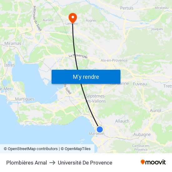 Plombières Arnal to Université De Provence map