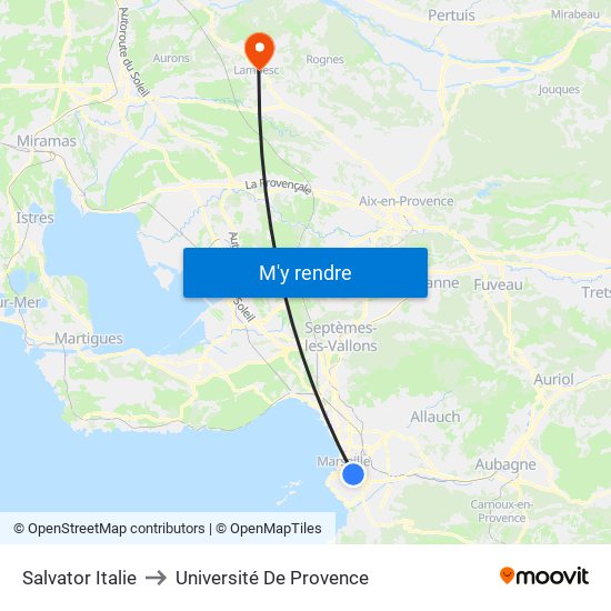 Salvator Italie to Université De Provence map