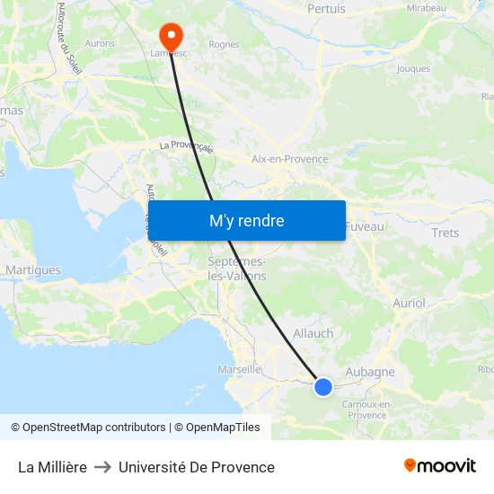 La Millière to Université De Provence map