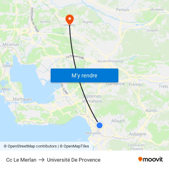 Cc Le Merlan to Université De Provence map