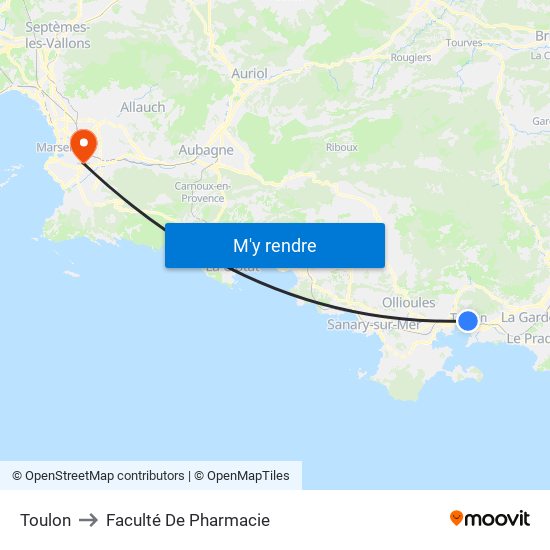 Toulon to Faculté De Pharmacie map