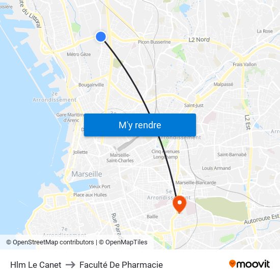 Hlm Le Canet to Faculté De Pharmacie map