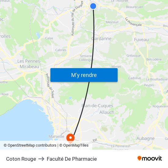 Coton Rouge to Faculté De Pharmacie map
