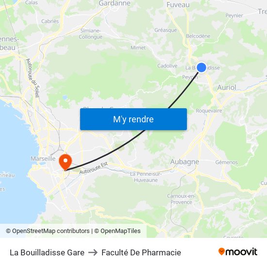 La Bouilladisse Gare to Faculté De Pharmacie map
