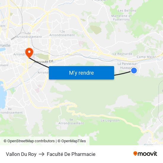 Vallon Du Roy to Faculté De Pharmacie map