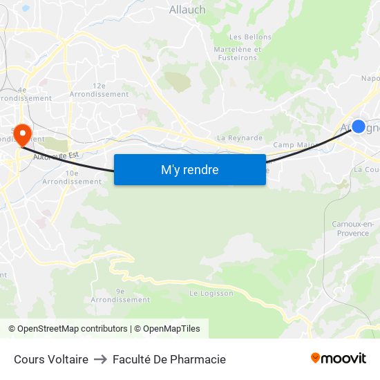 Cours Voltaire to Faculté De Pharmacie map