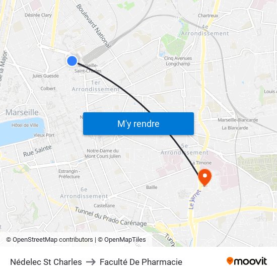 Nédelec St Charles to Faculté De Pharmacie map