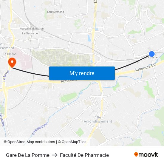 Gare De La Pomme to Faculté De Pharmacie map