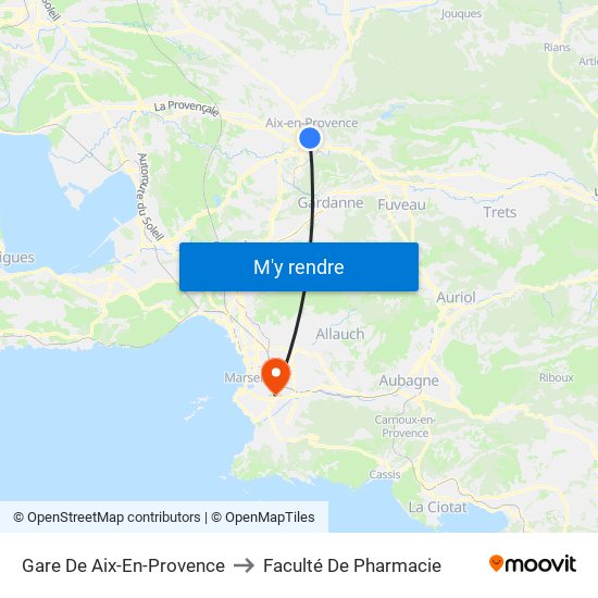 Gare De Aix-En-Provence to Faculté De Pharmacie map