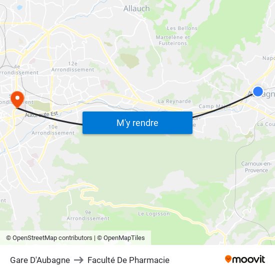 Gare D'Aubagne to Faculté De Pharmacie map