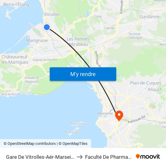 Gare De Vitrolles-Aér-Marseille to Faculté De Pharmacie map