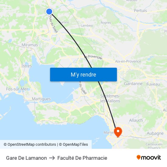 Gare De Lamanon to Faculté De Pharmacie map