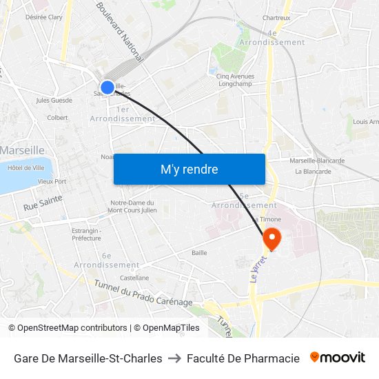Gare De Marseille-St-Charles to Faculté De Pharmacie map