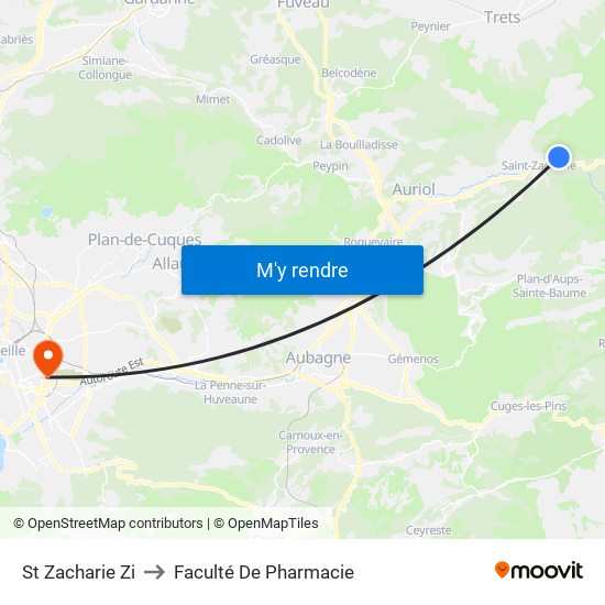 St Zacharie Zi to Faculté De Pharmacie map