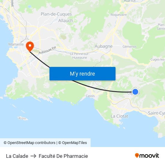 La Calade to Faculté De Pharmacie map