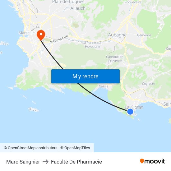 Marc Sangnier to Faculté De Pharmacie map