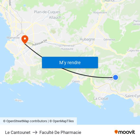 Le Cantounet to Faculté De Pharmacie map