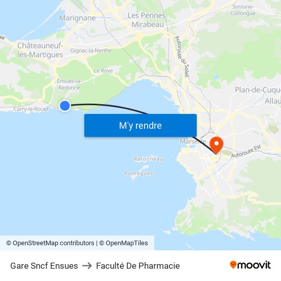 Gare Sncf Ensues to Faculté De Pharmacie map