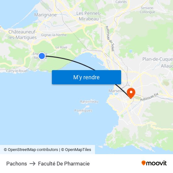 Pachons to Faculté De Pharmacie map