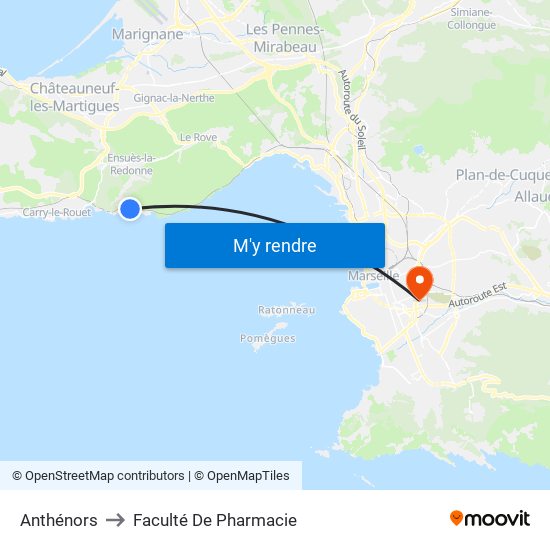 Anthénors to Faculté De Pharmacie map