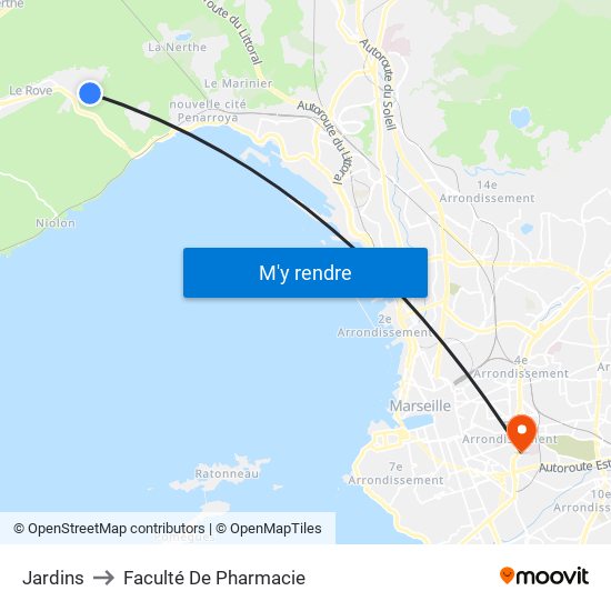 Jardins to Faculté De Pharmacie map