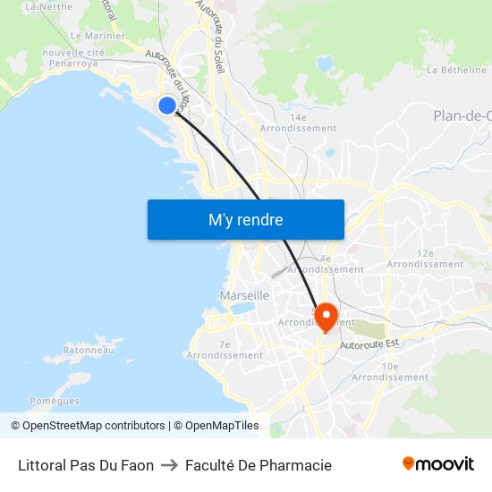Littoral Pas Du Faon to Faculté De Pharmacie map