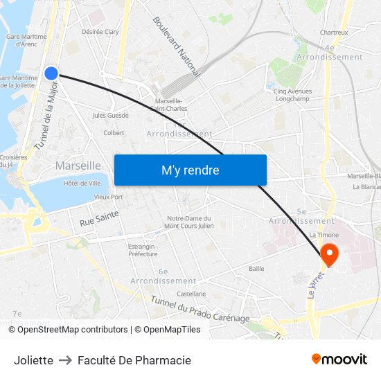 Joliette to Faculté De Pharmacie map