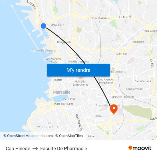 Cap Pinède to Faculté De Pharmacie map