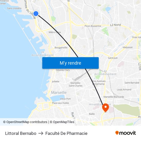 Littoral Bernabo to Faculté De Pharmacie map