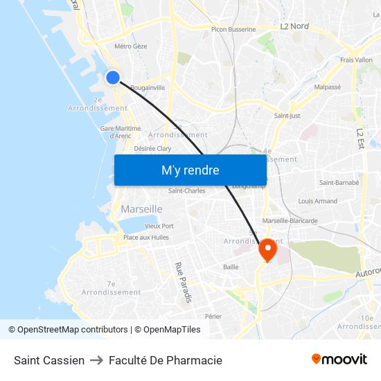 Saint Cassien to Faculté De Pharmacie map