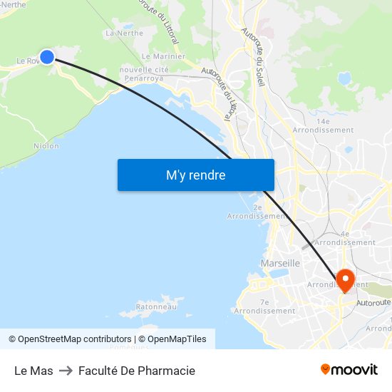 Le Mas to Faculté De Pharmacie map