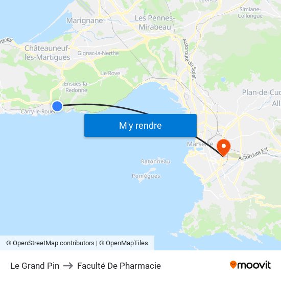 Le Grand Pin to Faculté De Pharmacie map