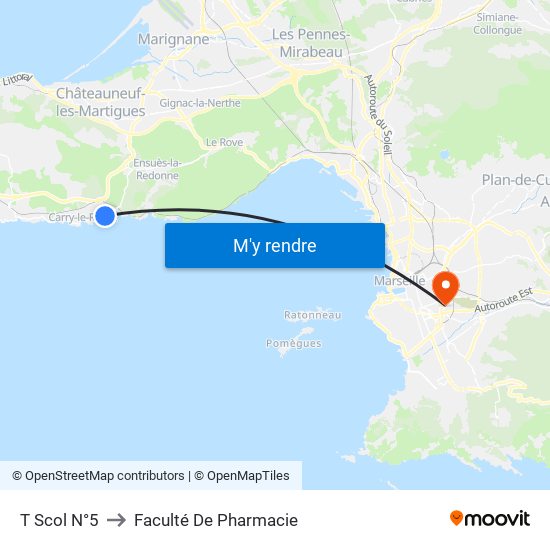 T Scol N°5 to Faculté De Pharmacie map