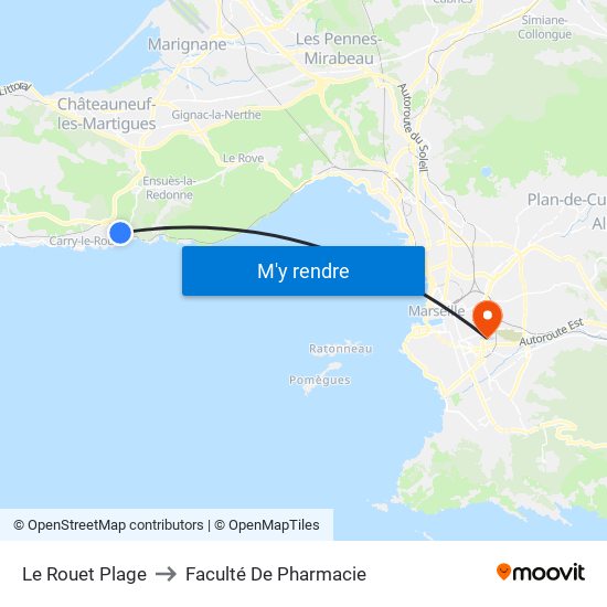 Le Rouet Plage to Faculté De Pharmacie map