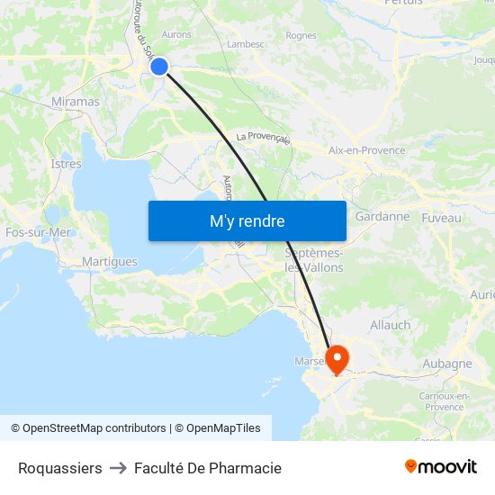 Roquassiers to Faculté De Pharmacie map